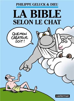 La couverture de la dernière bande dessinée de Philippe Geluck La bible selon le chat