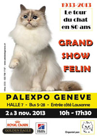 L'affiche de l'exposition des 80 ans du Cat Club de Genève CCG  les 2 et 3 novembre 2013.