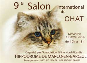 Affiche du Salon du chat à Marcq en Baroeul du 13 avril 2014