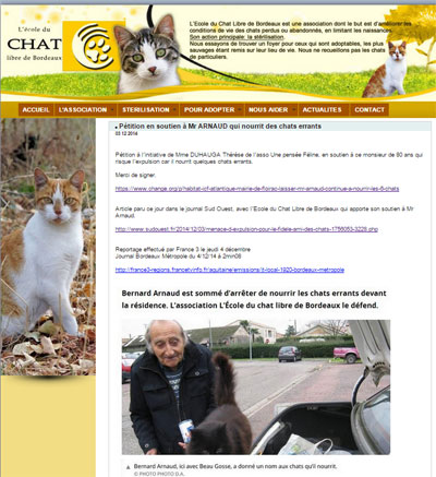 Continuez à soutenir Bernard Arnaud menacé à 80 ans d’expulsion parce qu’il nourrit 6 chats