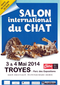 L'affiche du Salon du chat de Troyes les 3 et 4 mai 2014