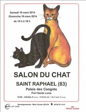 Affiche de l'exposition féline de Saint Raphael du 15 et 16 mars 2014