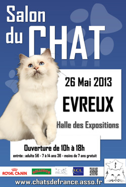 Le Salon du Chat d'Evreux 2013 se tiendra le 26 mai 2013