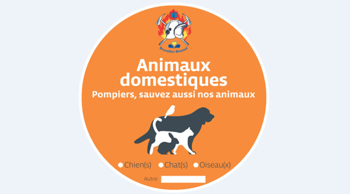 Des autocollants pour avertir les pompiers de la présence d'animaux en Belgique. 