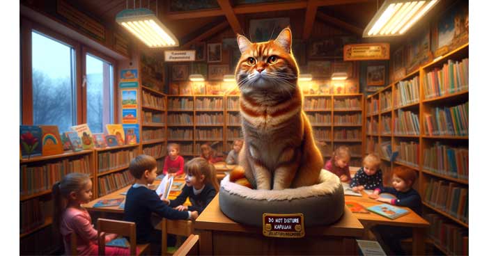 Russie : un chat bibliothécaire