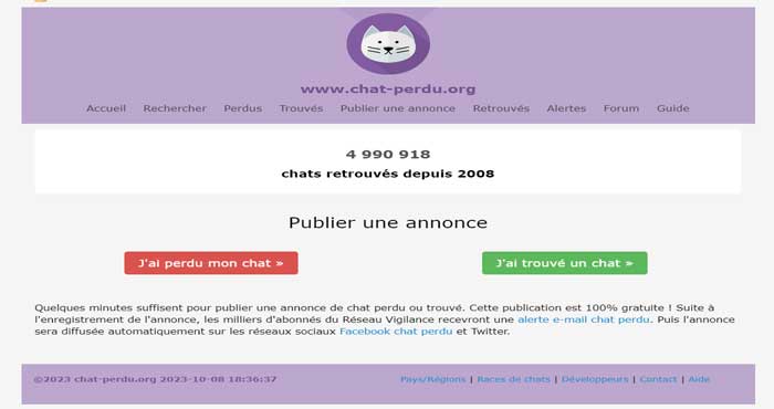 Un site internet pour retrouver son chat